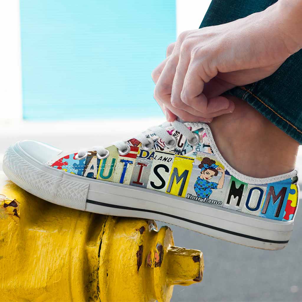 Autism Mom License Plates Personalized Low Top Shoes