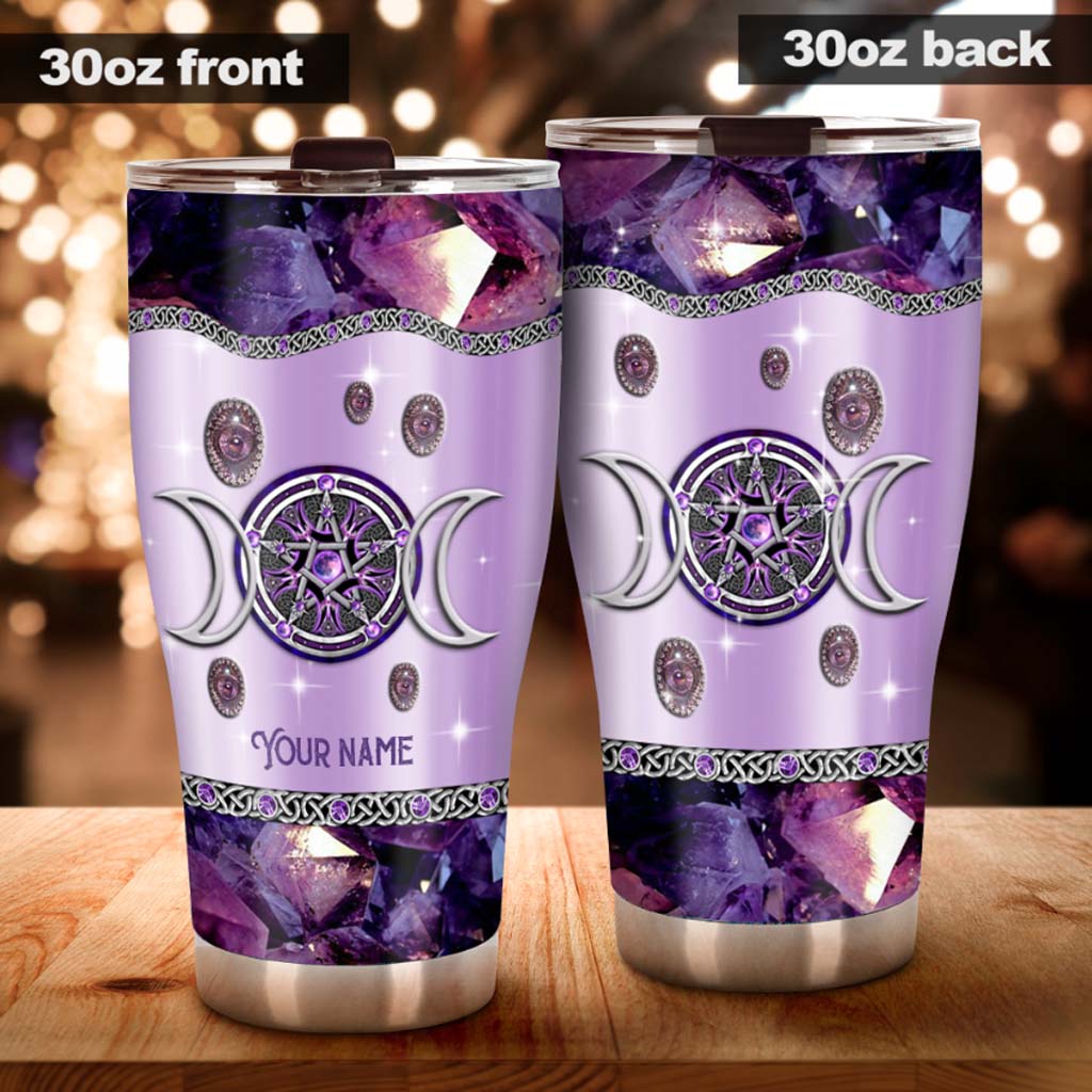 Purple Tripple Moon Witch Personalized 3D Printed Tumbler