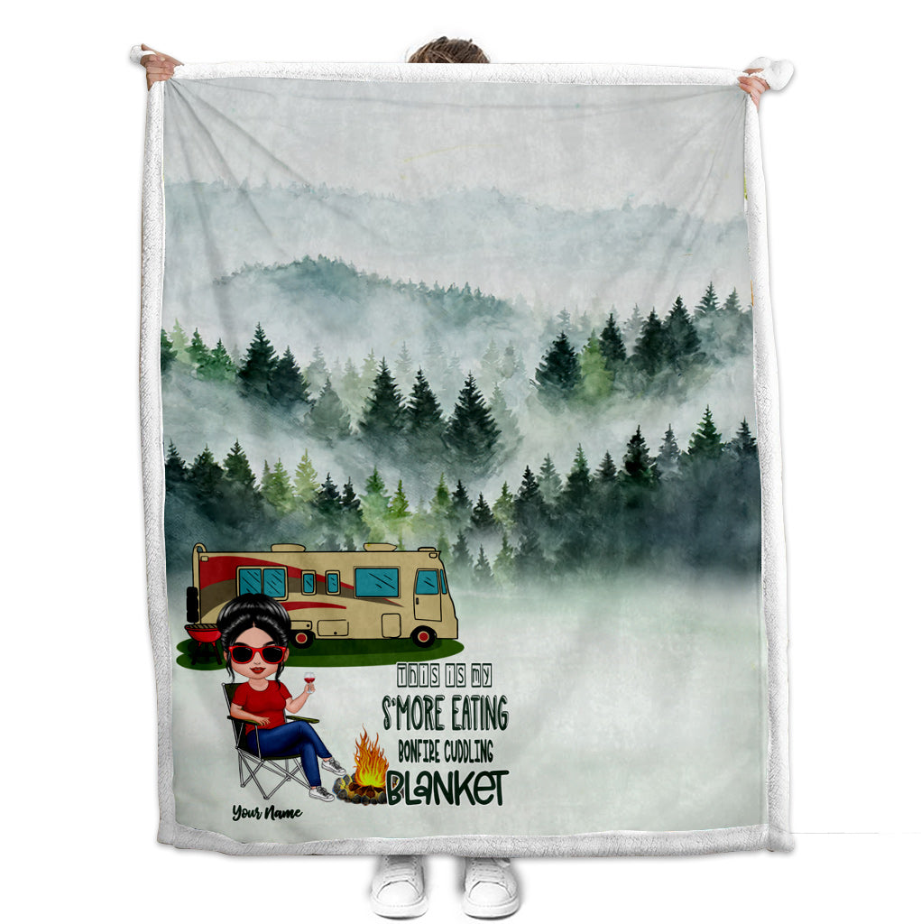 This Is My S'more Eating Bonfire Cuddling Blanket - Personalized Camping Blanket