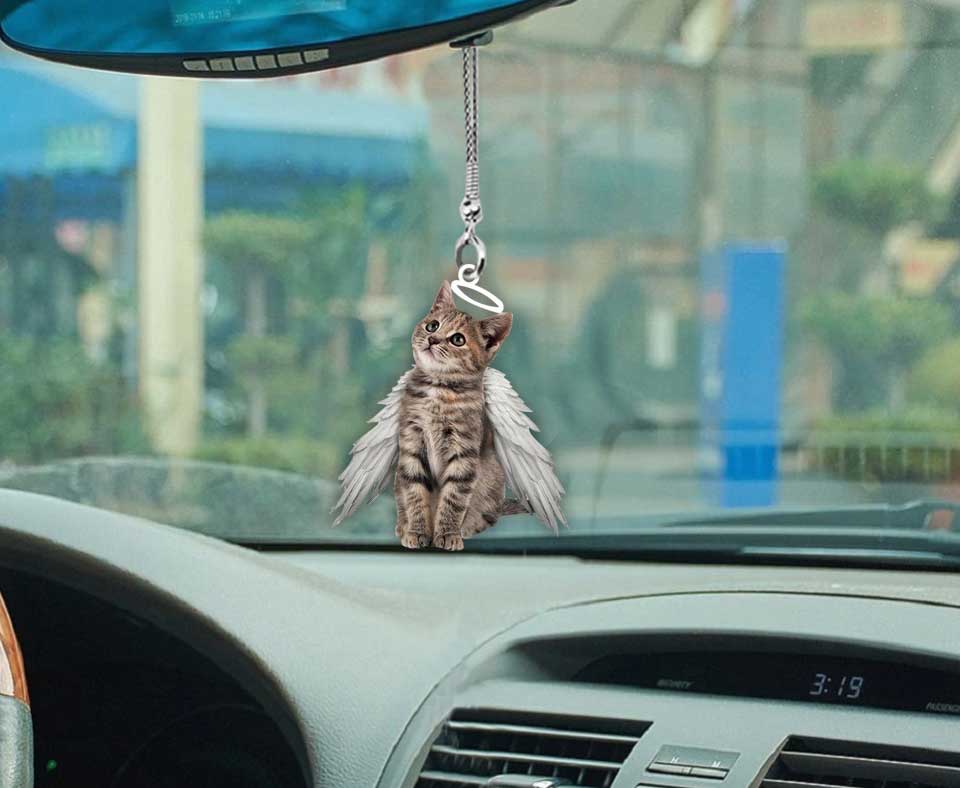 Angel - Cat Car Ornament (Printed On Both Sides)