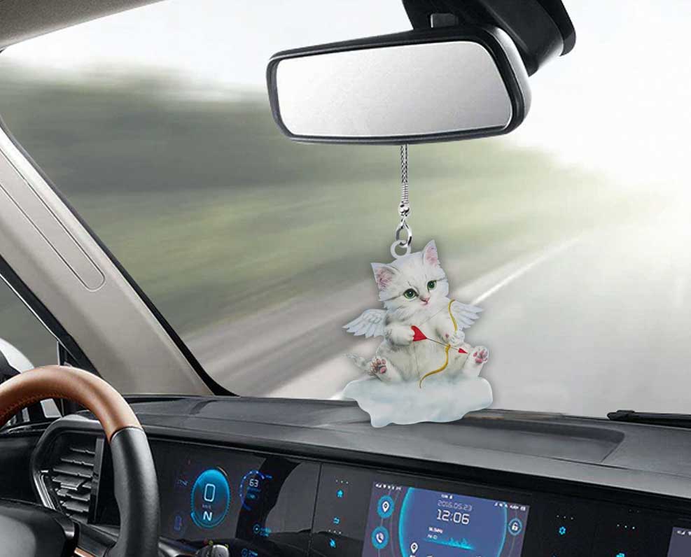 Cupid - Cat Car Ornament (Printed On Both Sides)