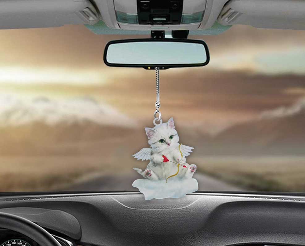 Cupid - Cat Car Ornament (Printed On Both Sides)