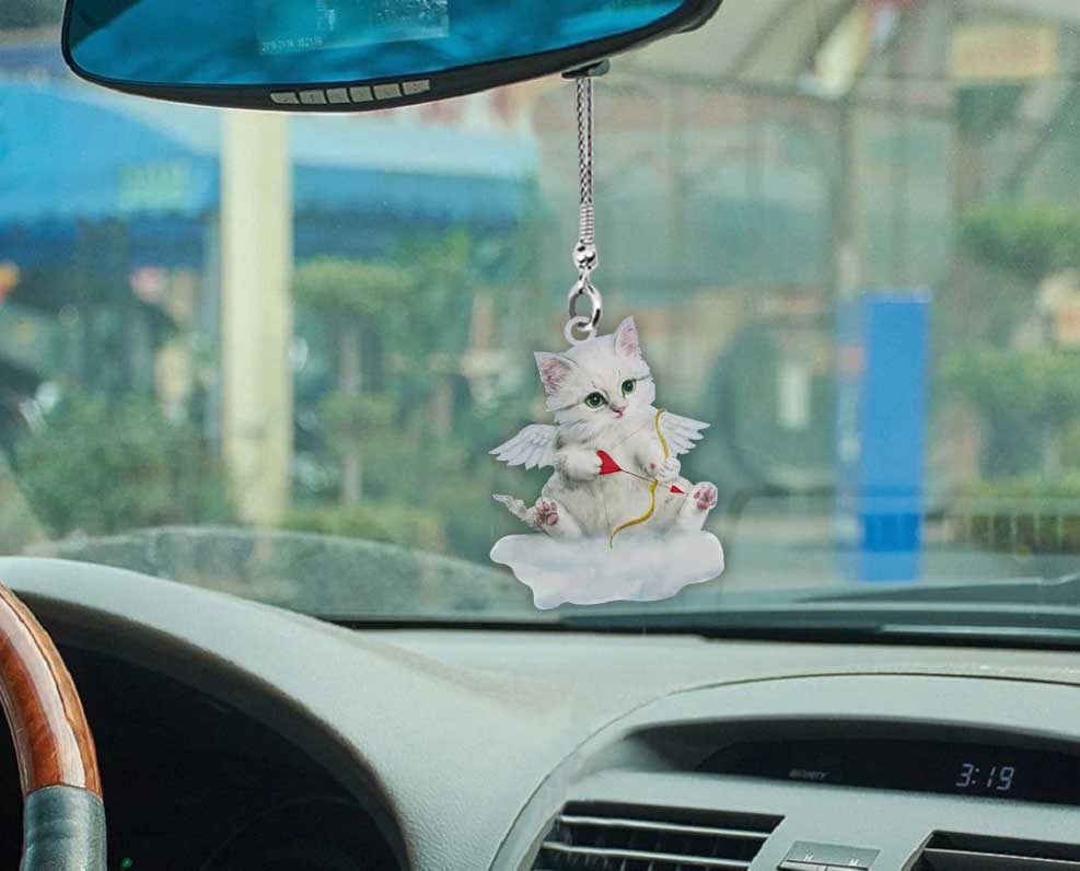 Cupid - Cat Car Ornament (Printed On Both Sides)