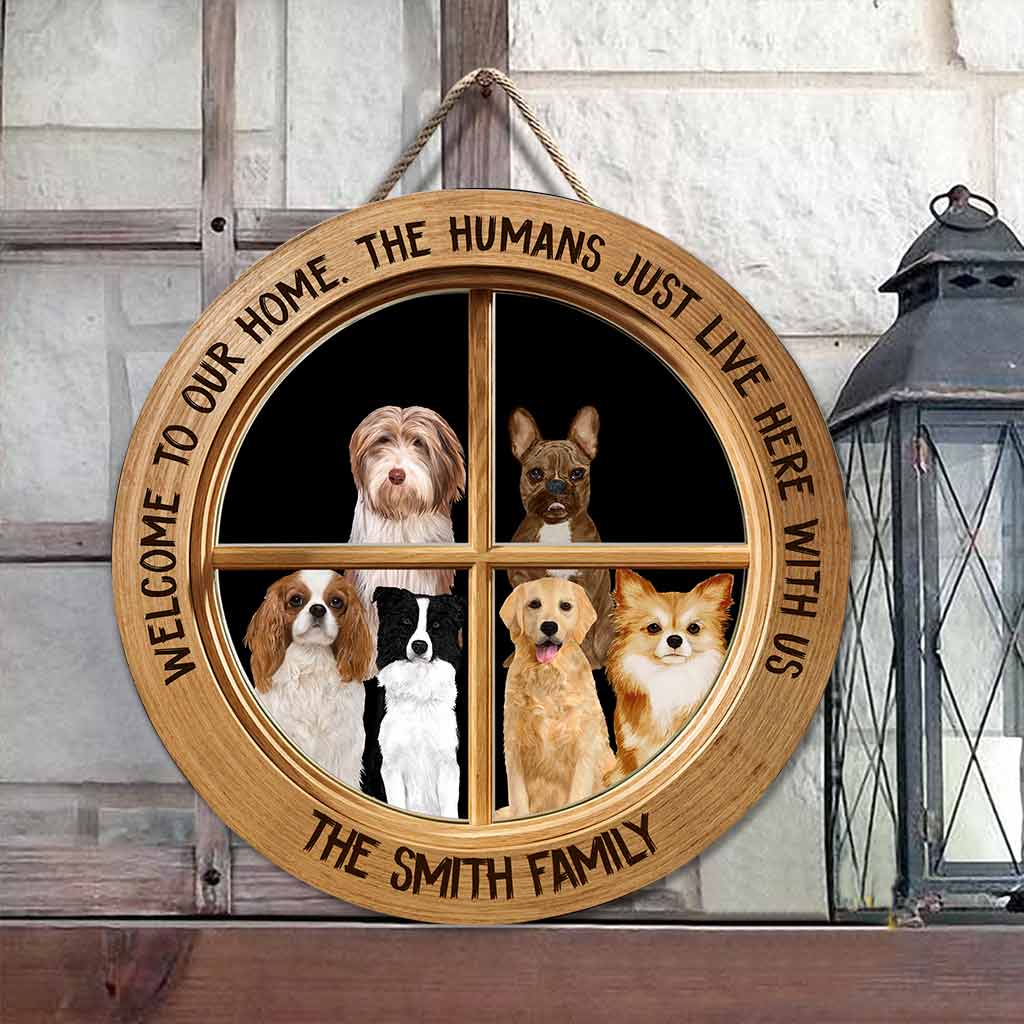 Welcome - Dog Personalized Round Wood Sign