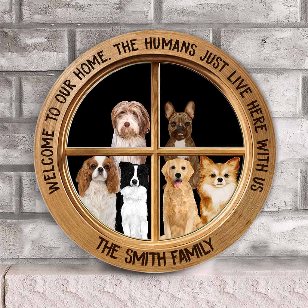 Welcome - Dog Personalized Round Wood Sign