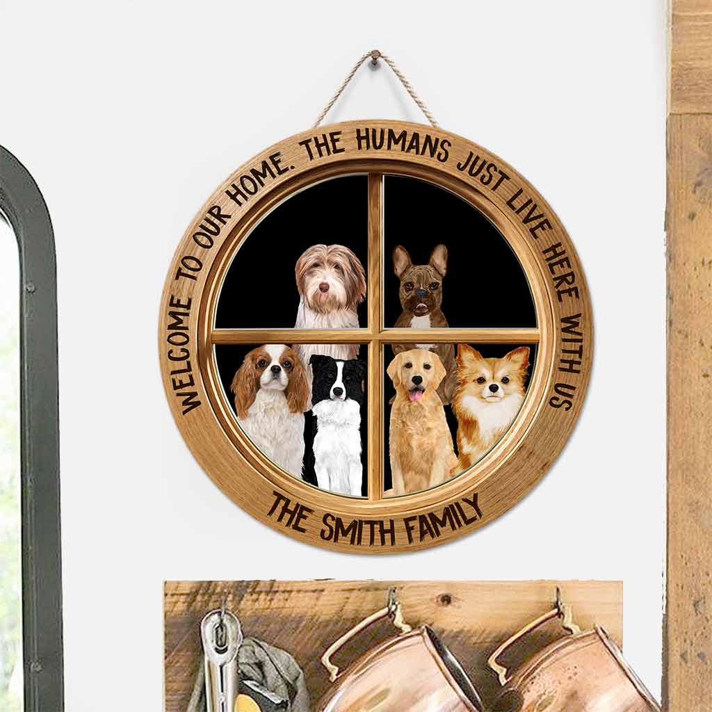 Welcome - Dog Personalized Round Wood Sign