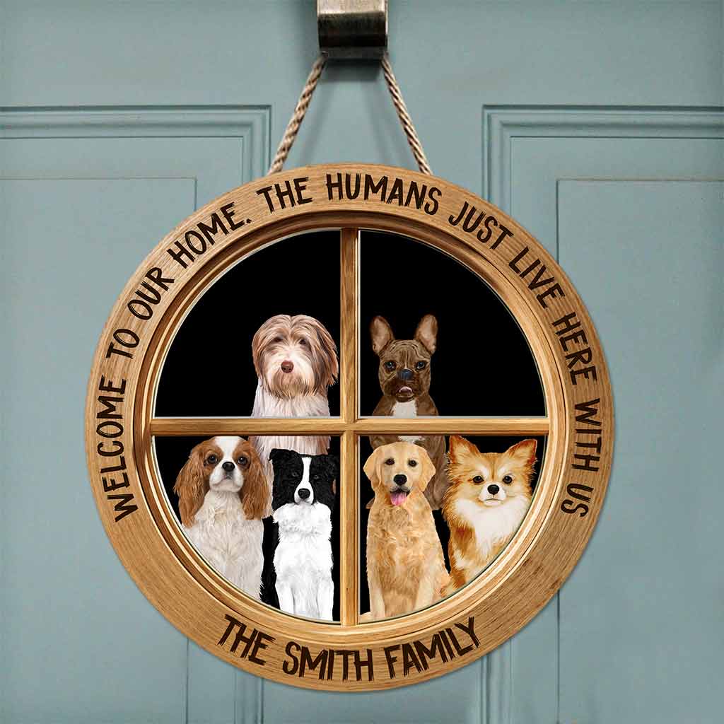 Welcome - Dog Personalized Round Wood Sign