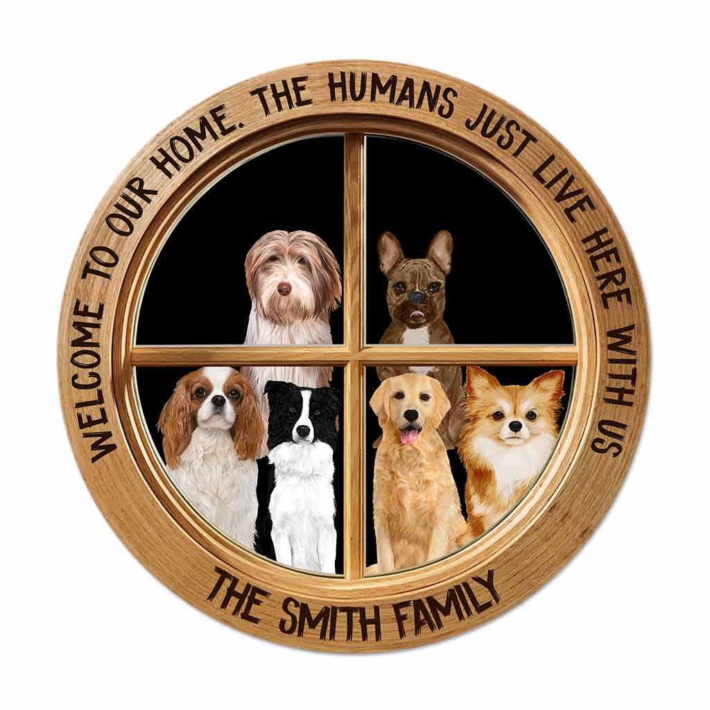 Welcome - Dog Personalized Round Wood Sign