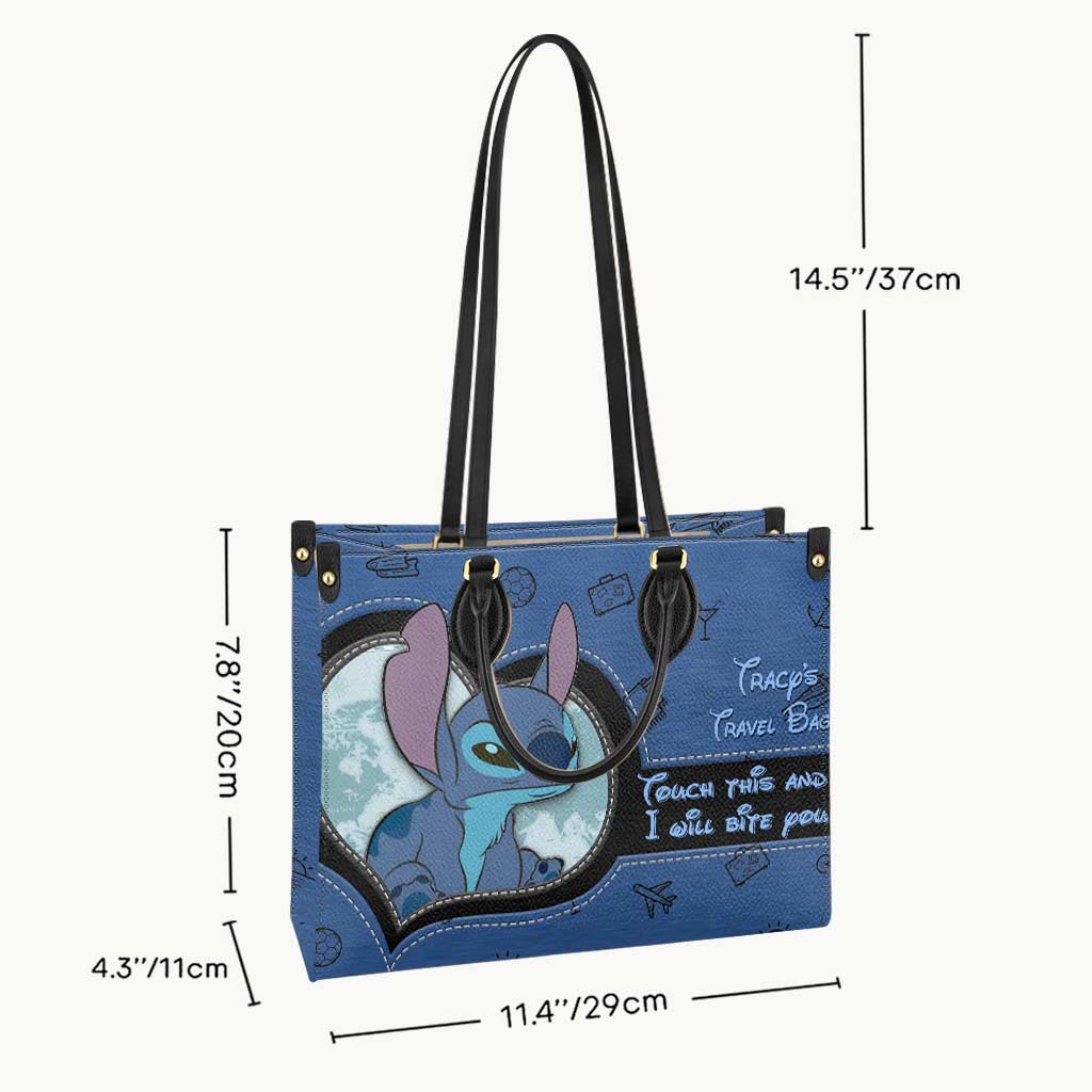 Touch This And I Will Bite You - Personalized Travelling Leather Handbag