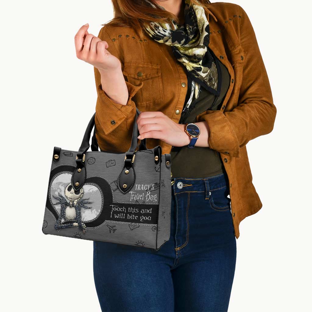 Touch This And I Will Bite You - Personalized Travelling Leather Handbag