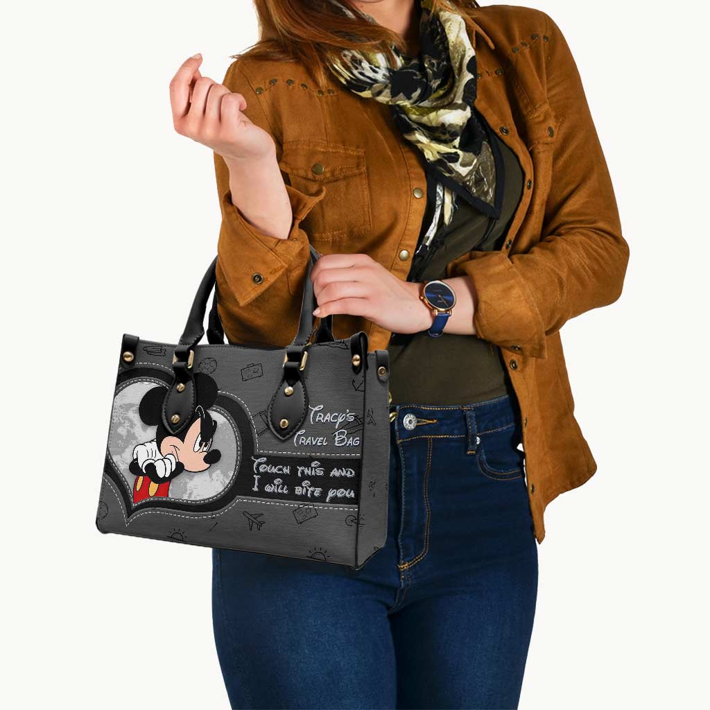 Touch This And I Will Bite You - Personalized Travelling Leather Handbag