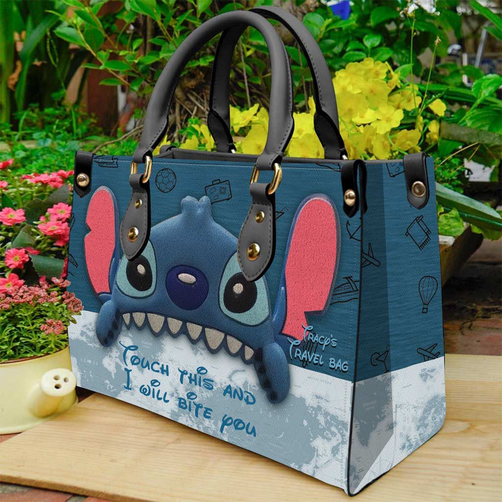 Touch This And I Will Bite You - Personalized Travelling Leather Handbag