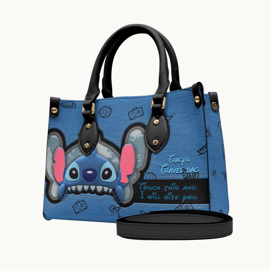 Touch This And I Will Bite You - Personalized Travelling Leather Handbag