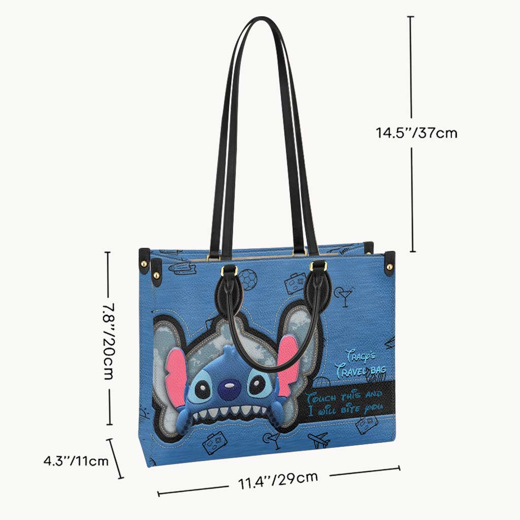 Touch This And I Will Bite You - Personalized Travelling Leather Handbag