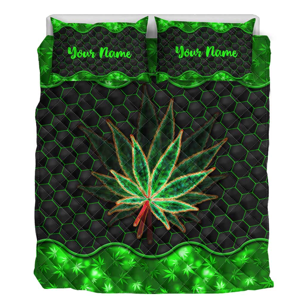 Magic Green Leaf - Personalized Weed Quilt Set