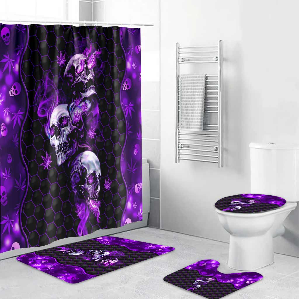 Stoned Skull - Weed Bathroom Curtain & Mats Set