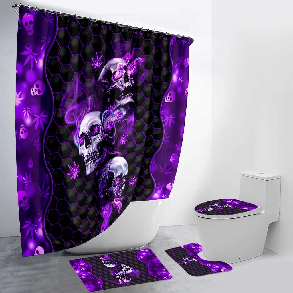 Stoned Skull - Weed Bathroom Curtain & Mats Set