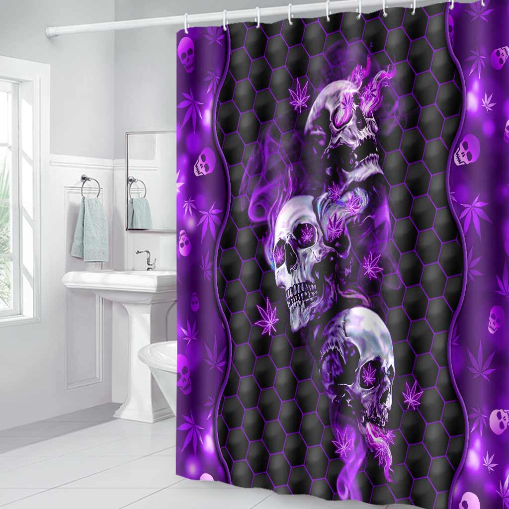 Stoned Skull - Weed Bathroom Curtain & Mats Set