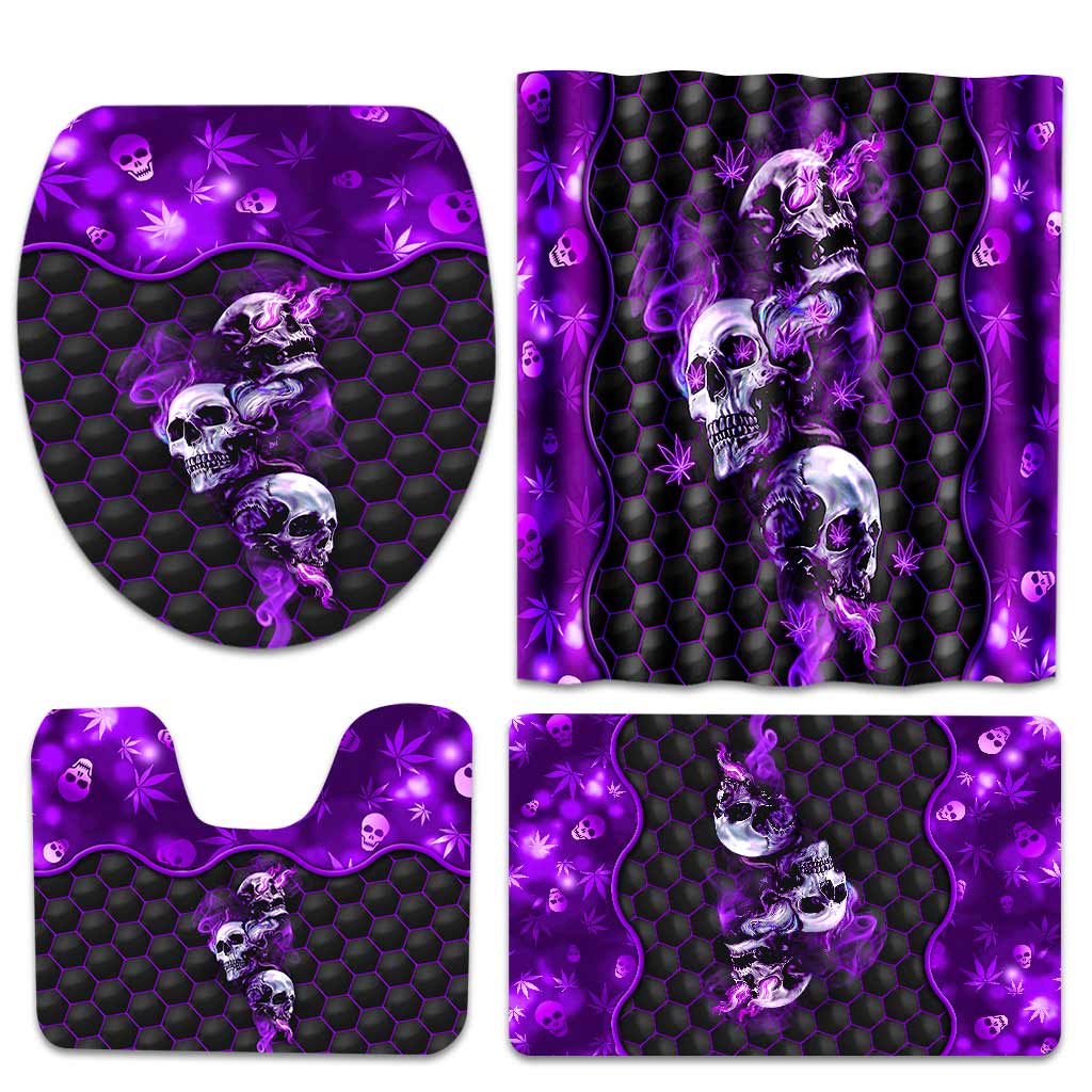 Stoned Skull - Weed Bathroom Curtain & Mats Set