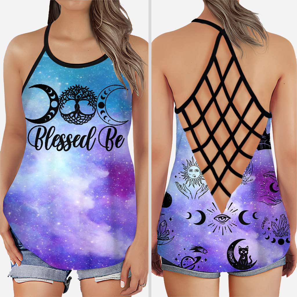 Blessed Be Triple Moon - Witch Cross Tank Top and Leggings
