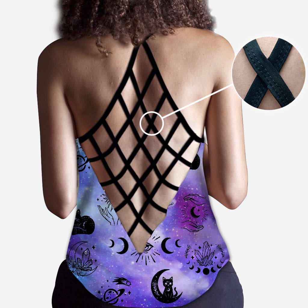 Blessed Be Triple Moon - Witch Cross Tank Top and Leggings