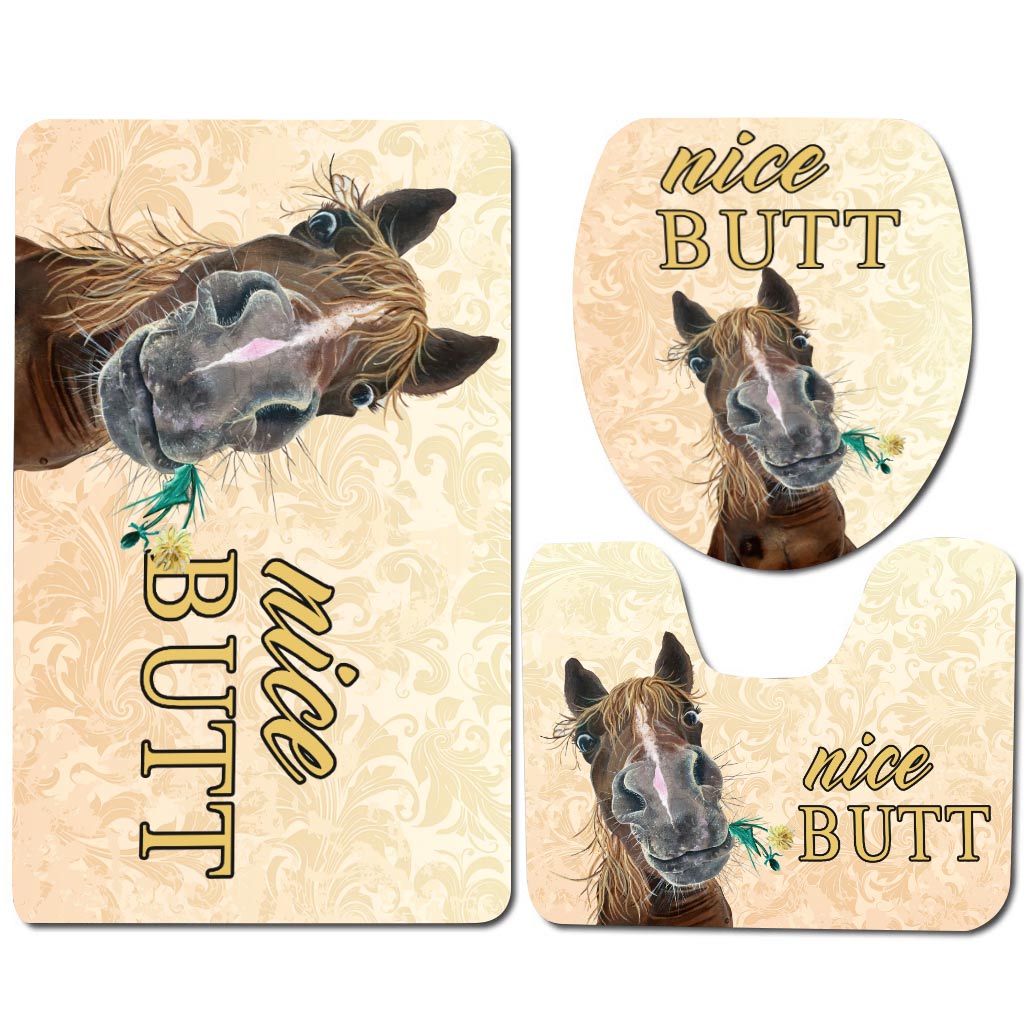 Nice Butt - Horse 3 Pieces Bathroom Mats Set