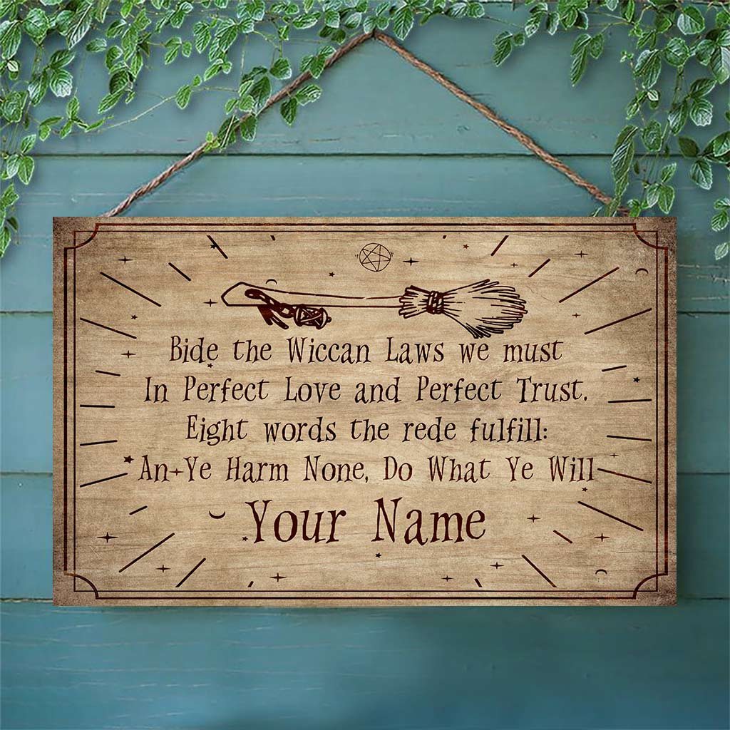 An Ye Harm None, Do What Ye Will - Personalized Witch Horizontal Rectangle Wood Sign