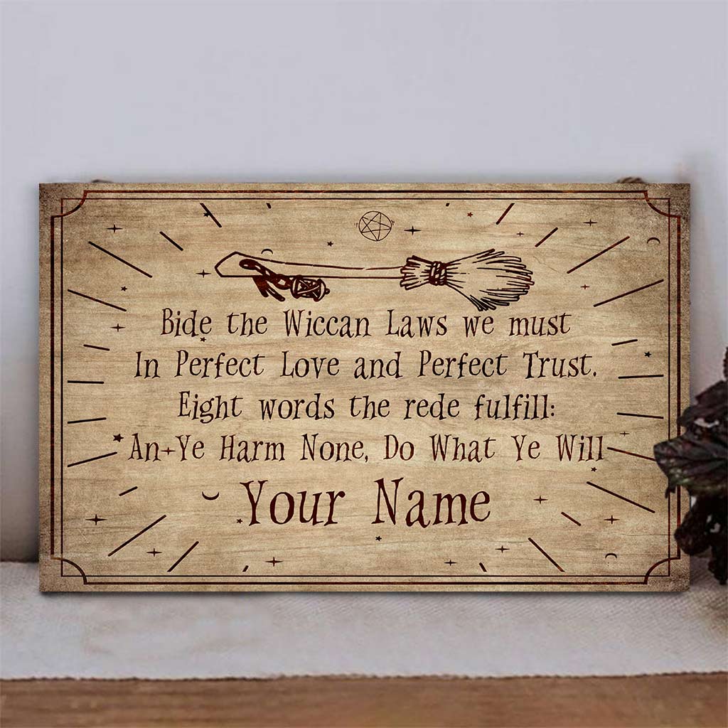 An Ye Harm None, Do What Ye Will - Personalized Witch Horizontal Rectangle Wood Sign