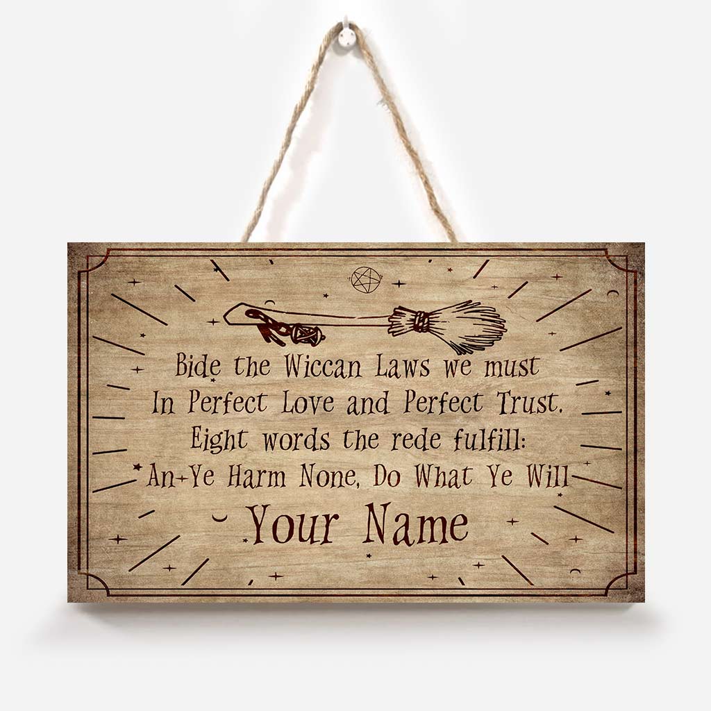 An Ye Harm None, Do What Ye Will - Personalized Witch Horizontal Rectangle Wood Sign