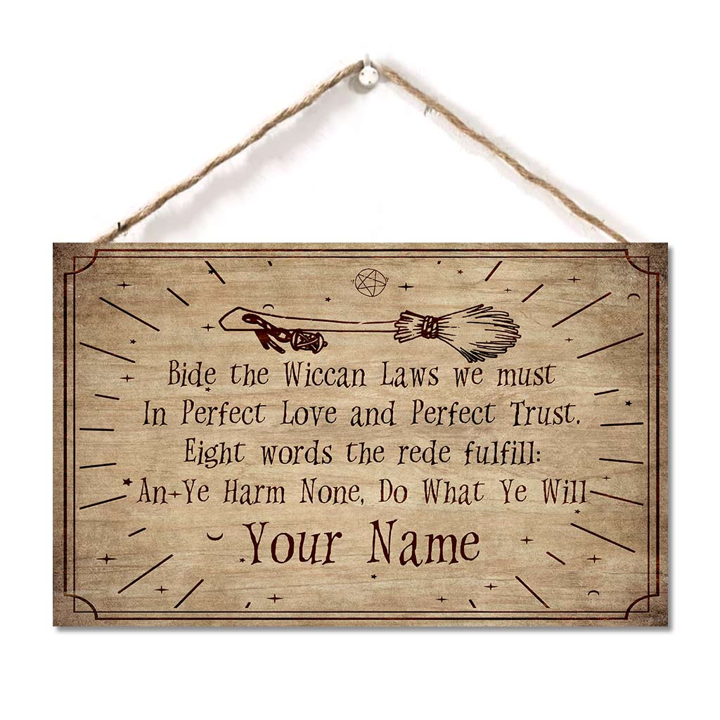 An Ye Harm None, Do What Ye Will - Personalized Witch Horizontal Rectangle Wood Sign