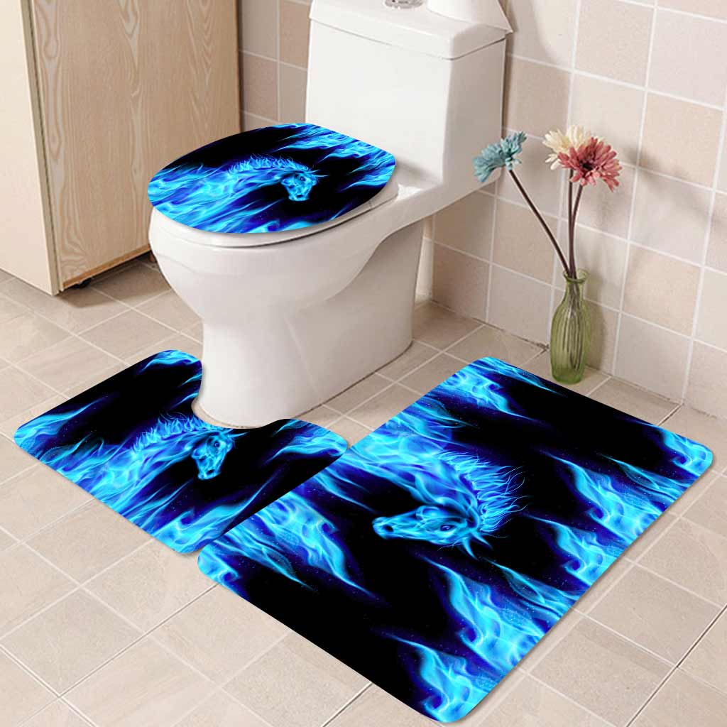 Cold Fire - Horse 3 Pieces Bathroom Mats Set