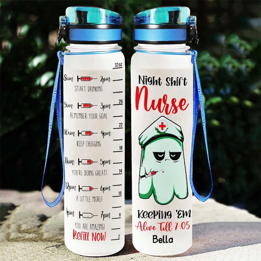 Night Shift Nurse - Personalized Water Tracker Bottle