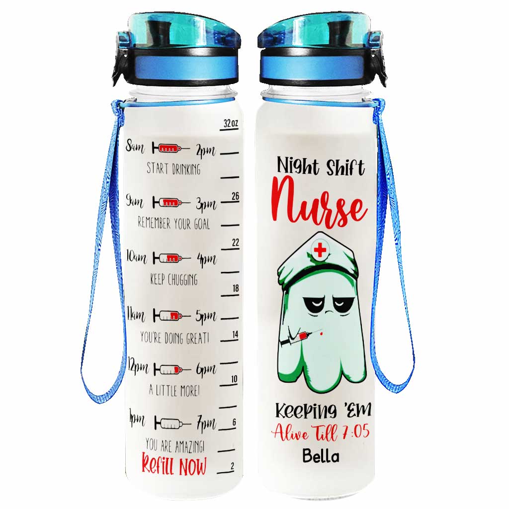Night Shift Nurse - Personalized Water Tracker Bottle