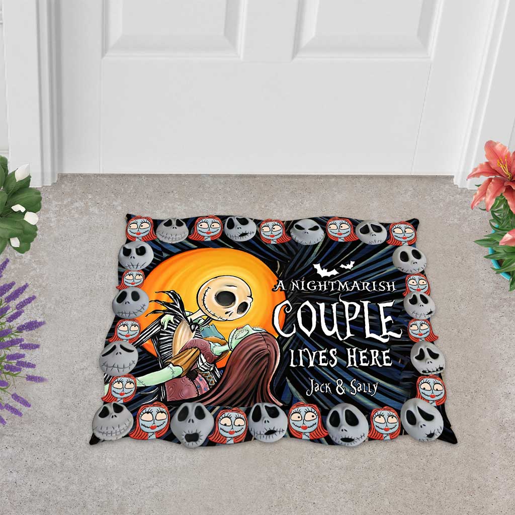 A Nightmarish Couple Lives Here - 3D Pattern Printed Personalized Nightmare Shaped Doormat