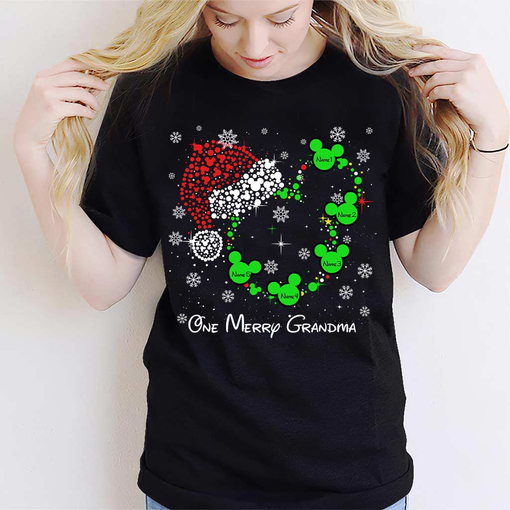 One Merry Grandma - Personalized Christmas Grandma T-shirt and Hoodie