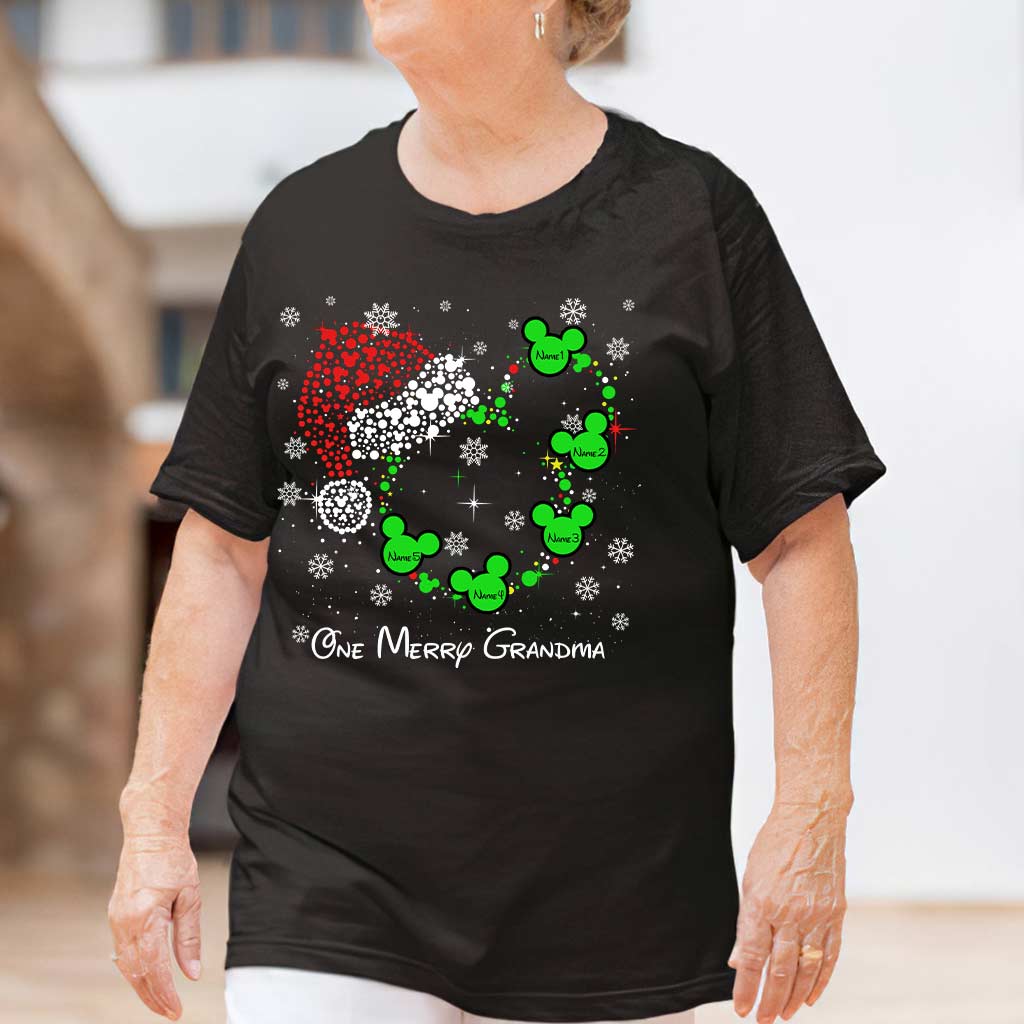 One Merry Grandma - Personalized Christmas Grandma T-shirt and Hoodie