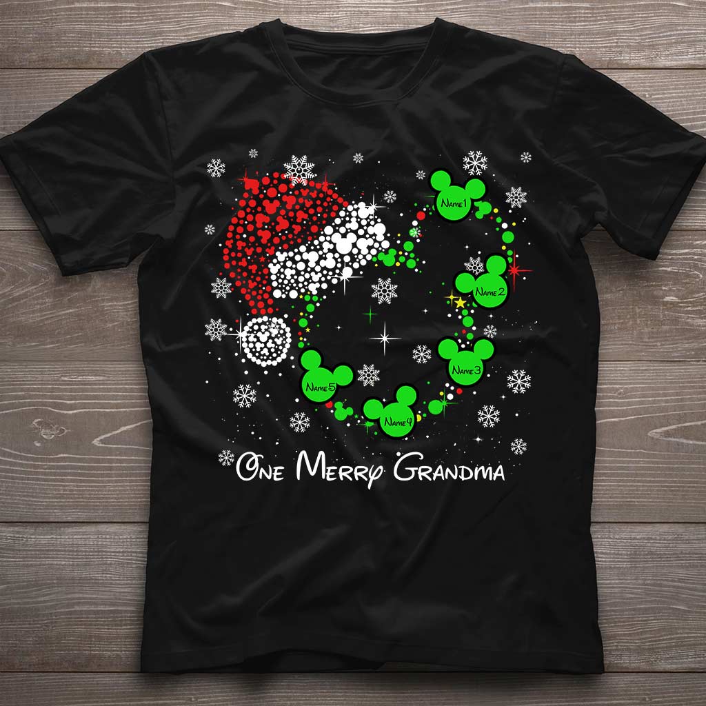 One Merry Grandma - Personalized Christmas Grandma T-shirt and Hoodie