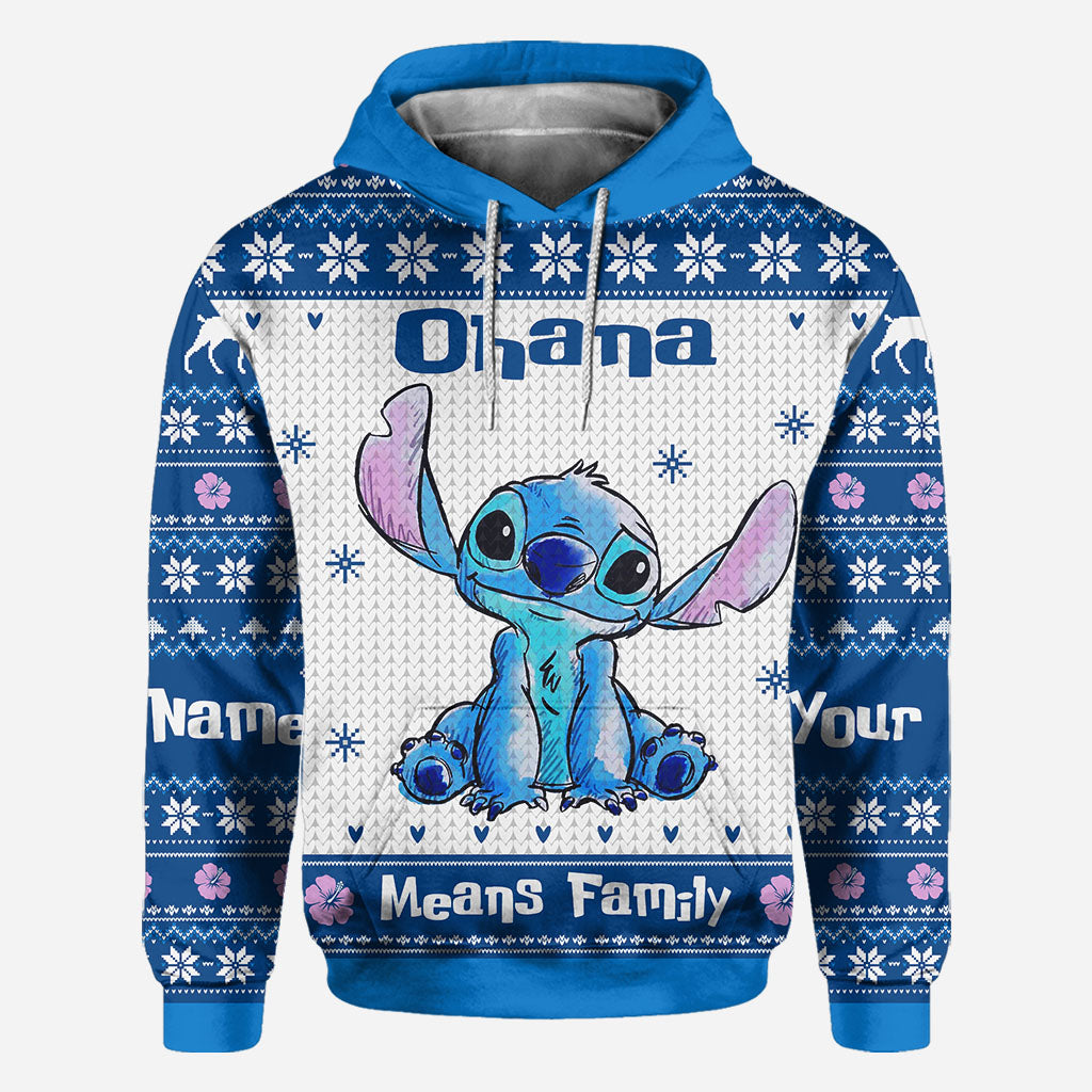 Ohana Means Family - Personalized Christmas Ohana All Over T-shirt and Hoodie