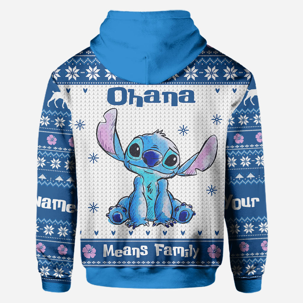 Ohana Means Family - Personalized Christmas Ohana All Over T-shirt and Hoodie