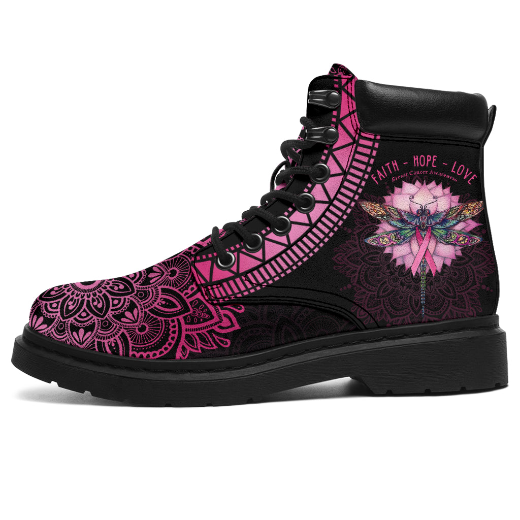 Dragonfly Faith Hope Love Breast Cancer Awareness All Season Boots 0622