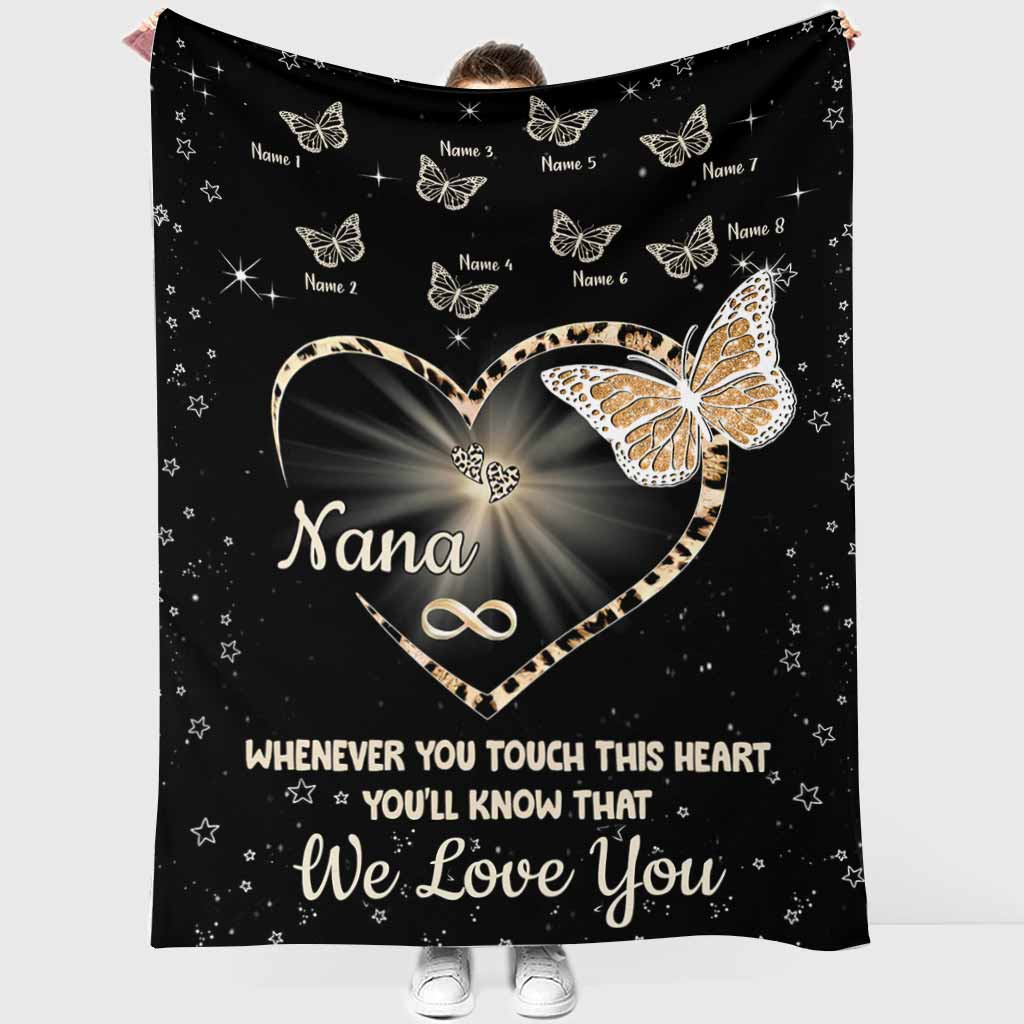 Whenever You Touch This Heart - Personalized Mother's Day Grandma Blanket