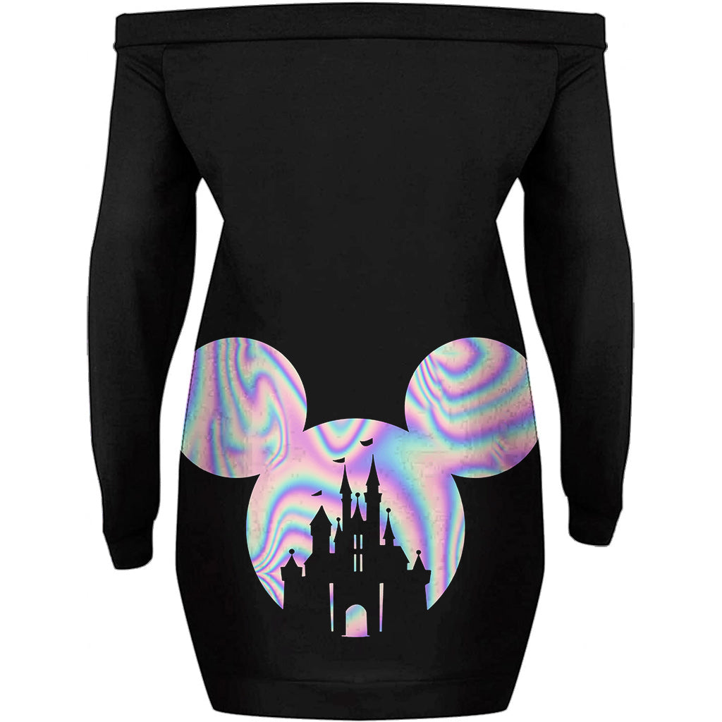 Magic Mouse Ears - Personalized Mouse Off Shoulder Long Sleeve Dress