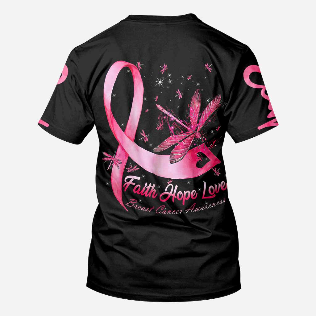 Faith Hope Love Breast Cancer Dragonfly Breast Cancer Awareness All Over T-shirt and Hoodie