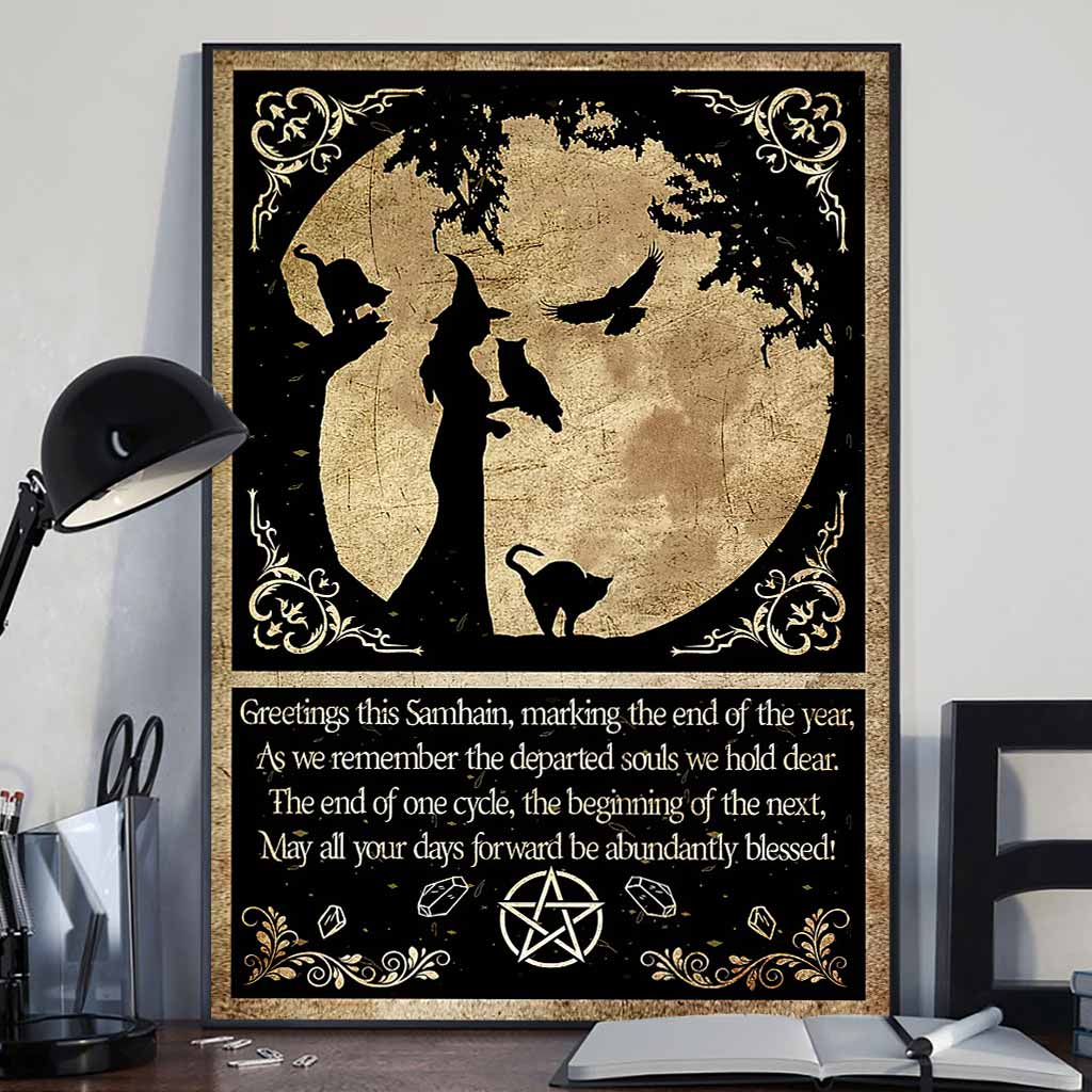 Samhain Greetings Day Quote Witch Poster