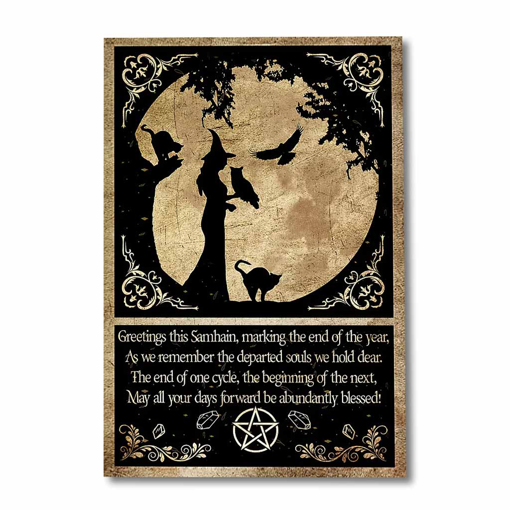 Samhain Greetings Day Quote Witch Poster