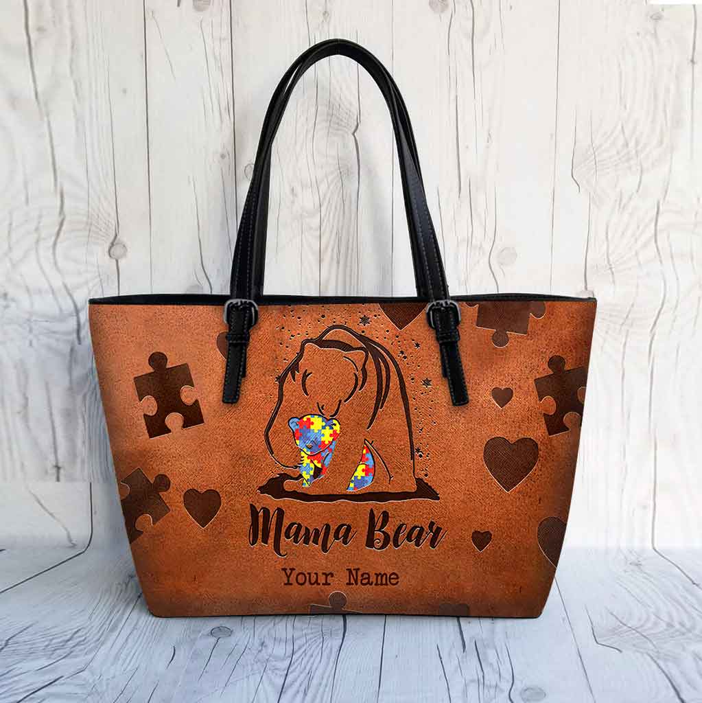 Mama Bear - Personalized Autism Awareness Leather Bag 112021