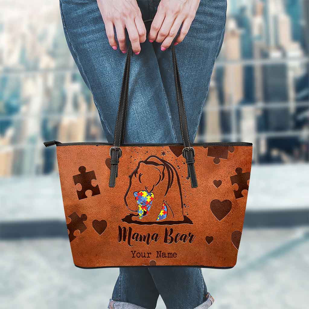 Mama Bear - Personalized Autism Awareness Leather Bag 112021