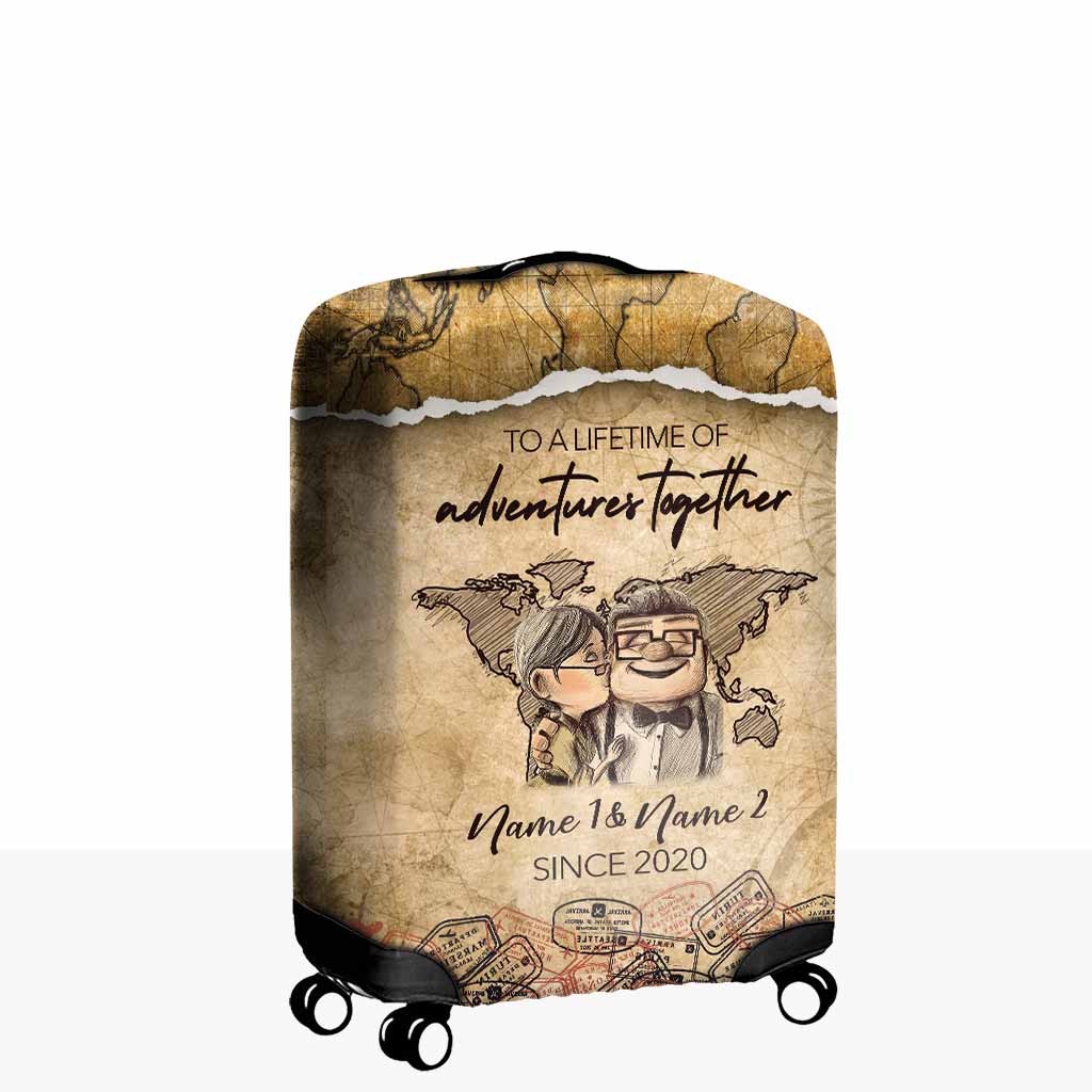 To A Lifetime Of Adventures Together - Personalized Couple Travelling Luggage Cover