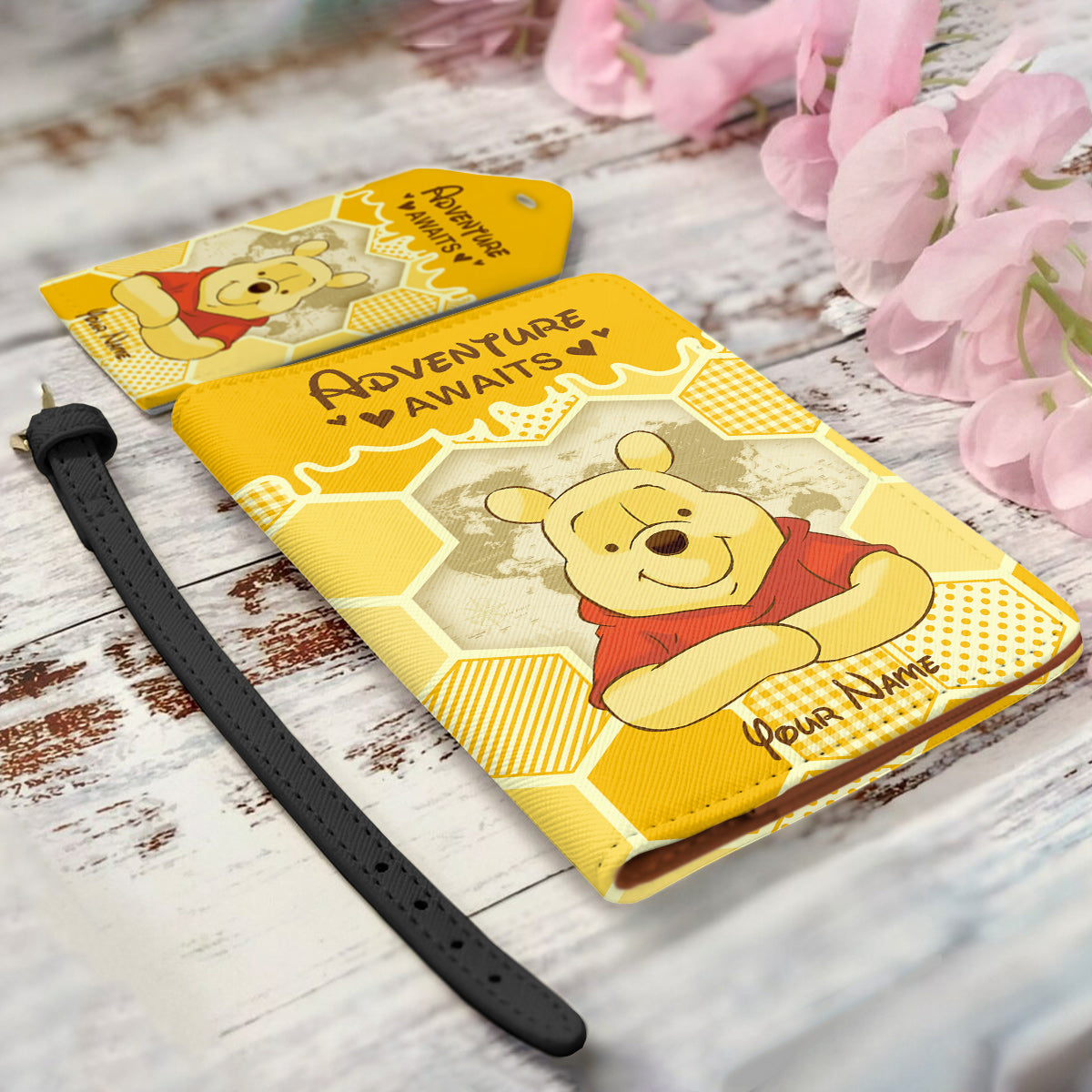 Aventure Awaits - Personalized Mouse Leather Luggage Tag & Passport Holder