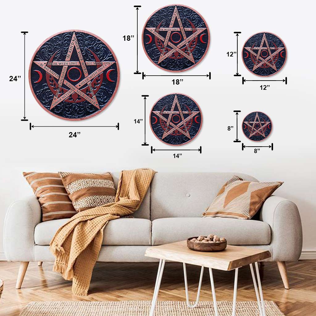 Mystical Pentagram - Witch Round Wood Sign